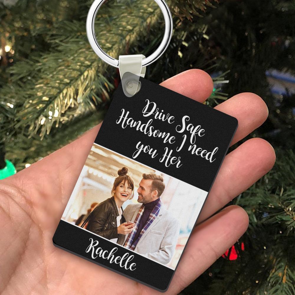 Custom Photo Engraved Keychain Drive Safe Couple Love Gifts - customphotokeychain