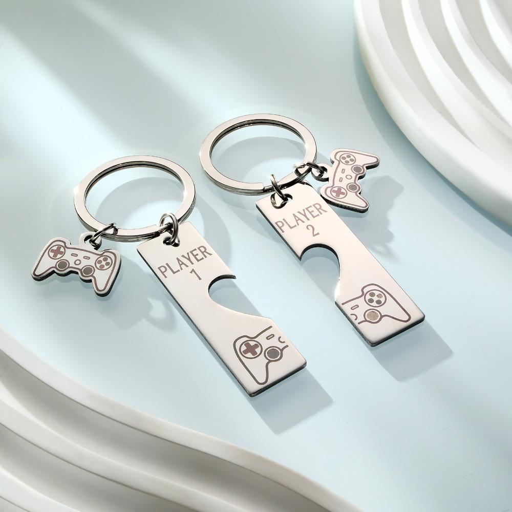 Custom Engraved Keychain Game Console in Pairs Funny Couple Gifts - PhotoKeychain