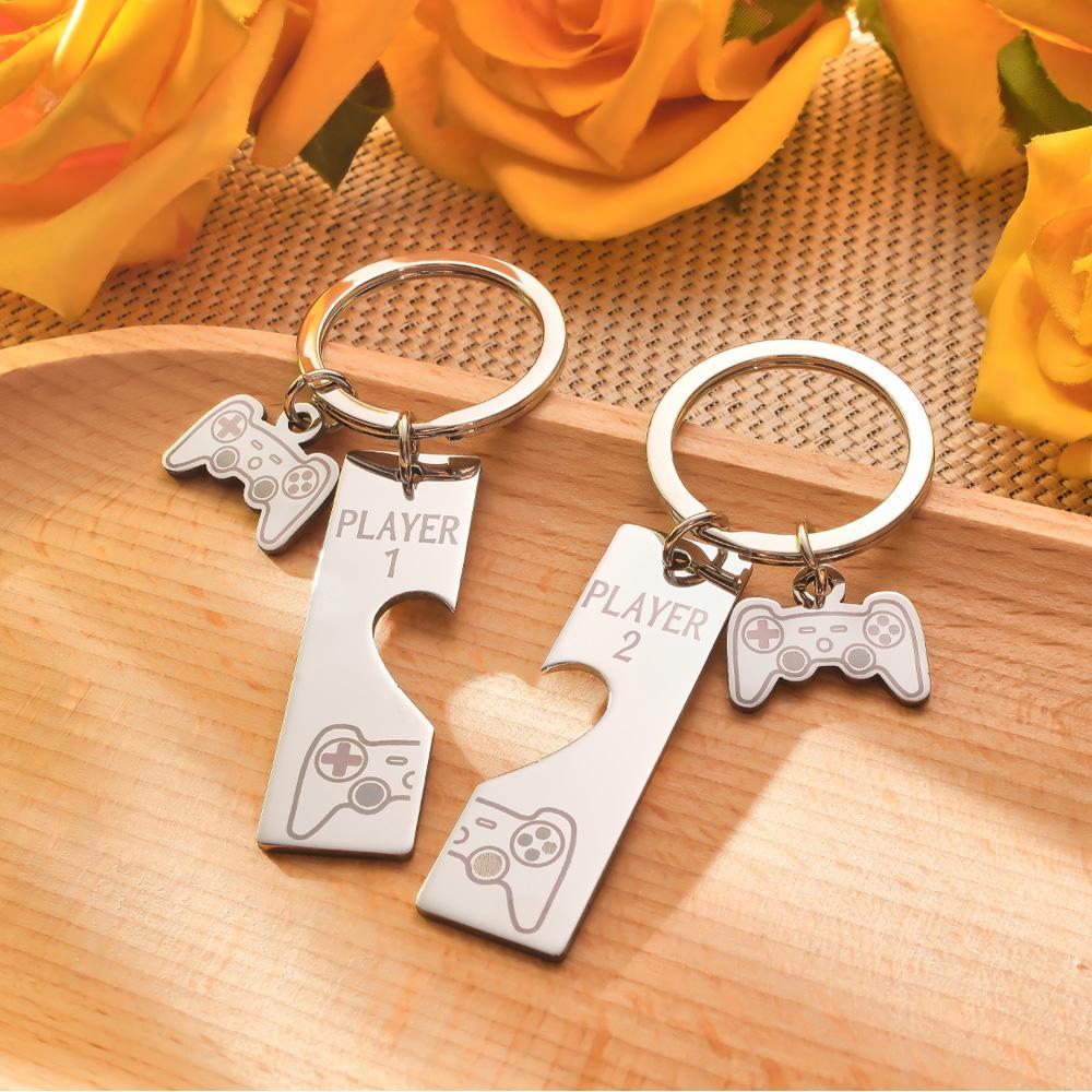 Custom Engraved Keychain Game Console in Pairs Funny Couple Gifts - PhotoKeychain