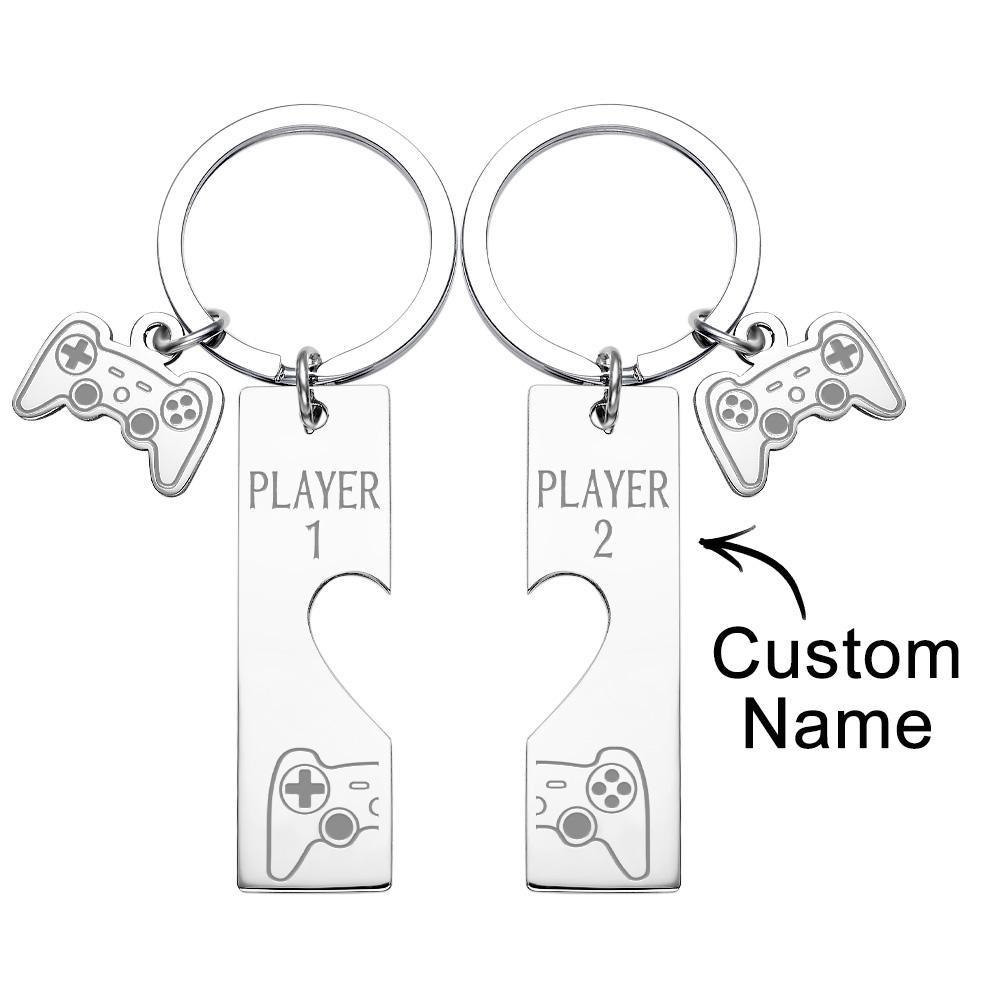 Custom Engraved Keychain Game Console in Pairs Funny Couple Gifts - PhotoKeychain