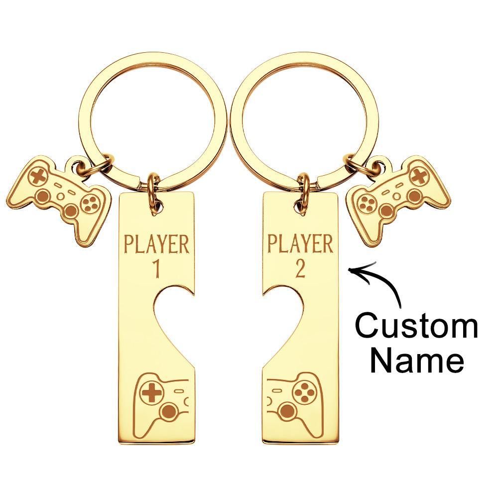 Custom Engraved Keychain Game Console in Pairs Funny Couple Gifts - PhotoKeychain