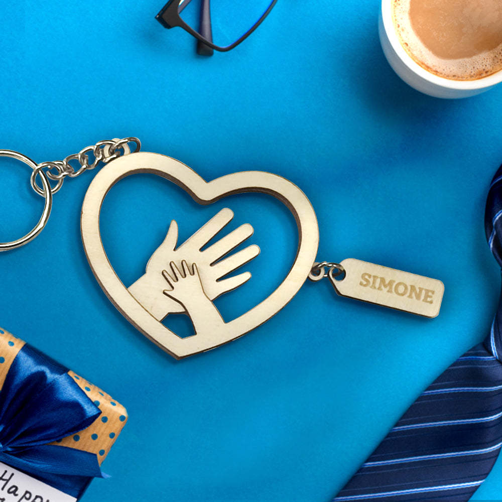 Personalized Hands with Name tags Keychain Gift for Father's Day Gift for Dad Grandpa - PhotoKeychain
