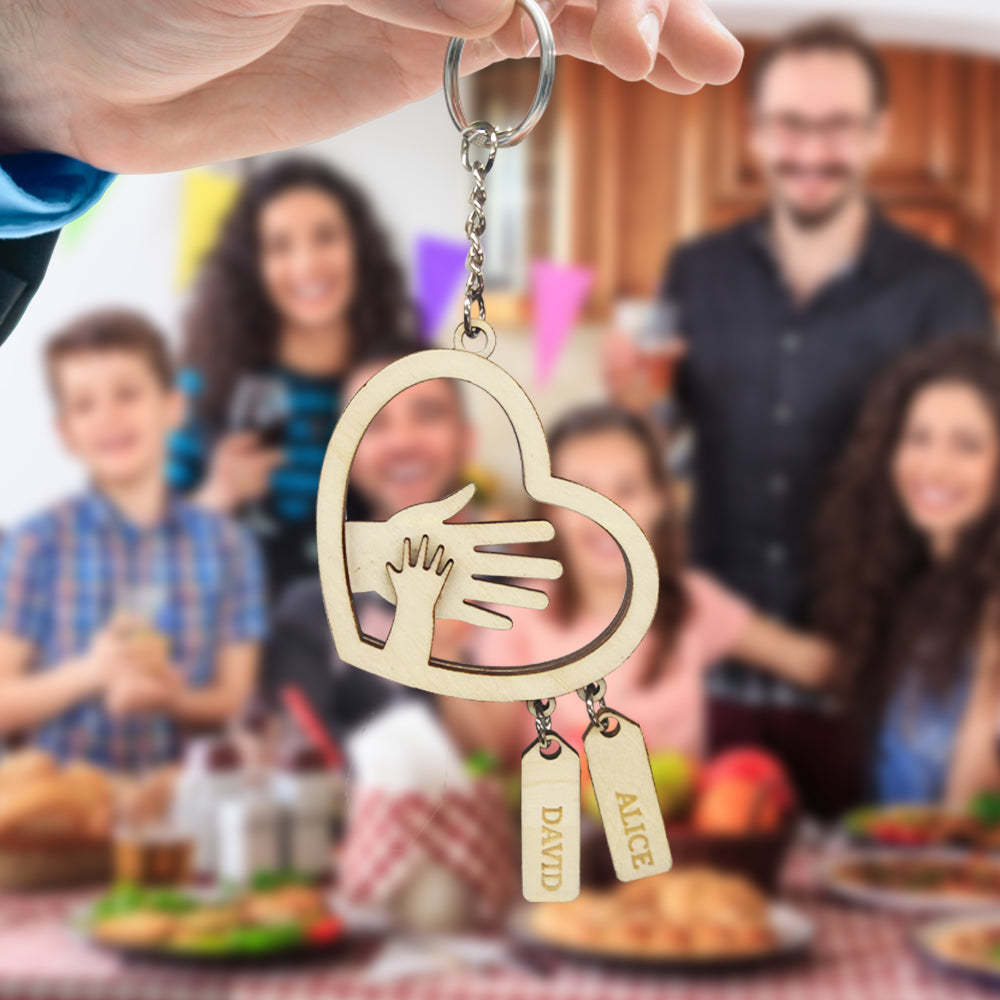 Personalized Hands with Name tags Keychain Gift for Father's Day Gift for Dad Grandpa - PhotoKeychain