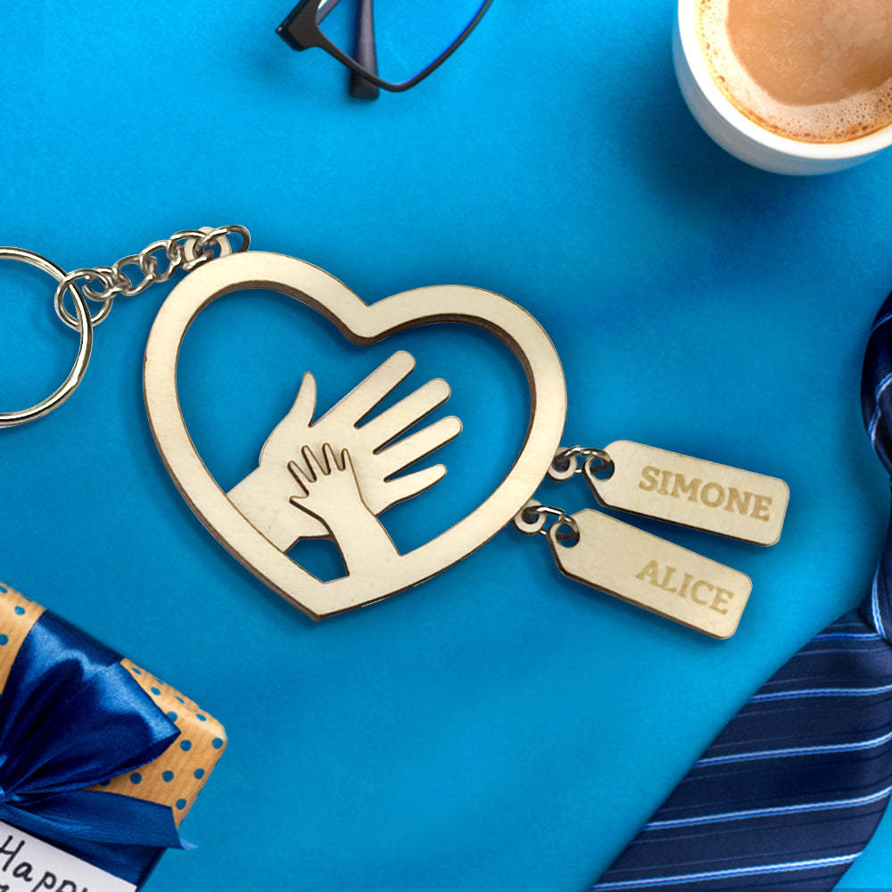 Personalized Hands with Name tags Keychain Gift for Father's Day Gift for Dad Grandpa - PhotoKeychain