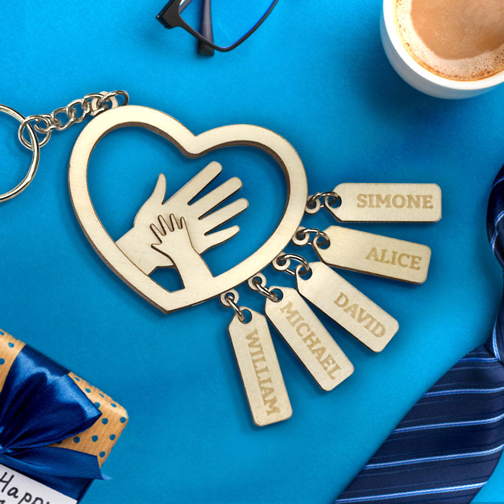 Personalized Hands with Name tags Keychain Gift for Father's Day Gift for Dad Grandpa - PhotoKeychain