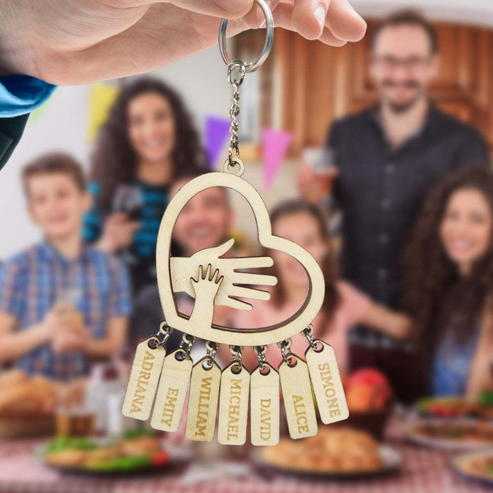 Personalized Hands with Name tags Keychain Gift for Father's Day Gift for Dad Grandpa - PhotoKeychain