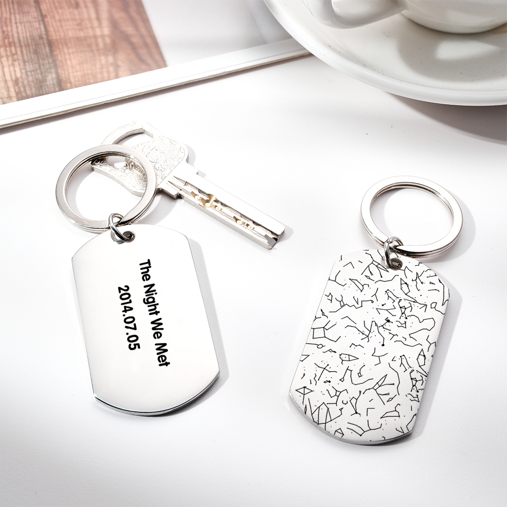 Custom Star Map Keychain Engraved Night Sky Keyring Star Map Birthday Gift For Men - PhotoKeychain