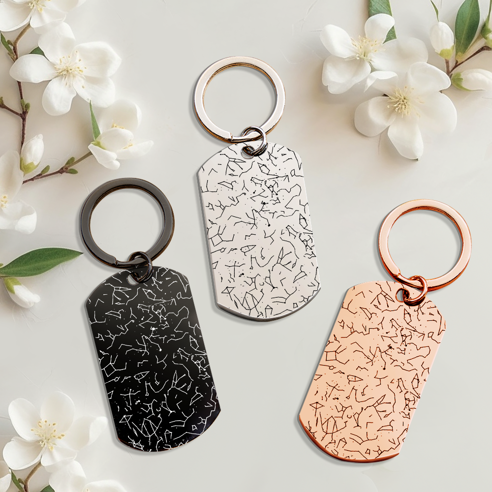 Custom Star Map Keychain Engraved Night Sky Keyring Star Map Birthday Gift For Men - PhotoKeychain