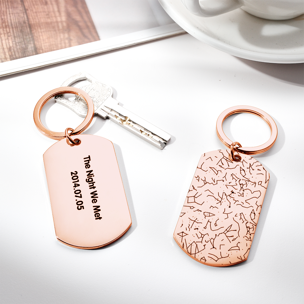 Custom Star Map Keychain Engraved Night Sky Keyring Star Map Birthday Gift For Men - PhotoKeychain