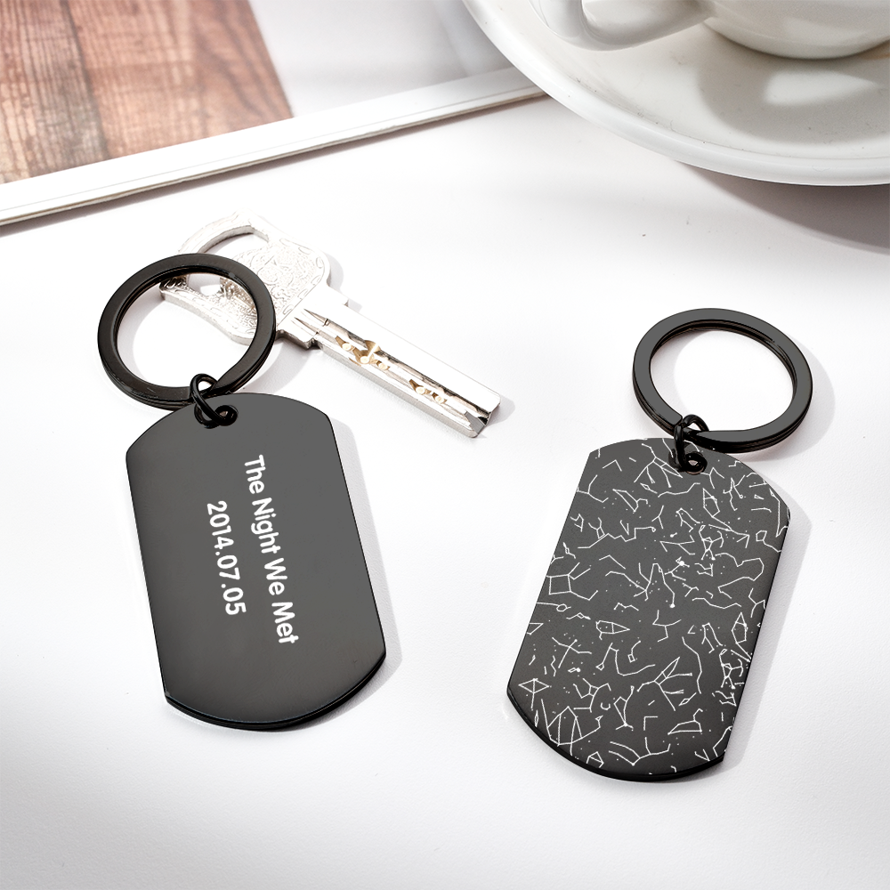 Custom Star Map Keychain Engraved Night Sky Keyring Star Map Birthday Gift For Men - PhotoKeychain