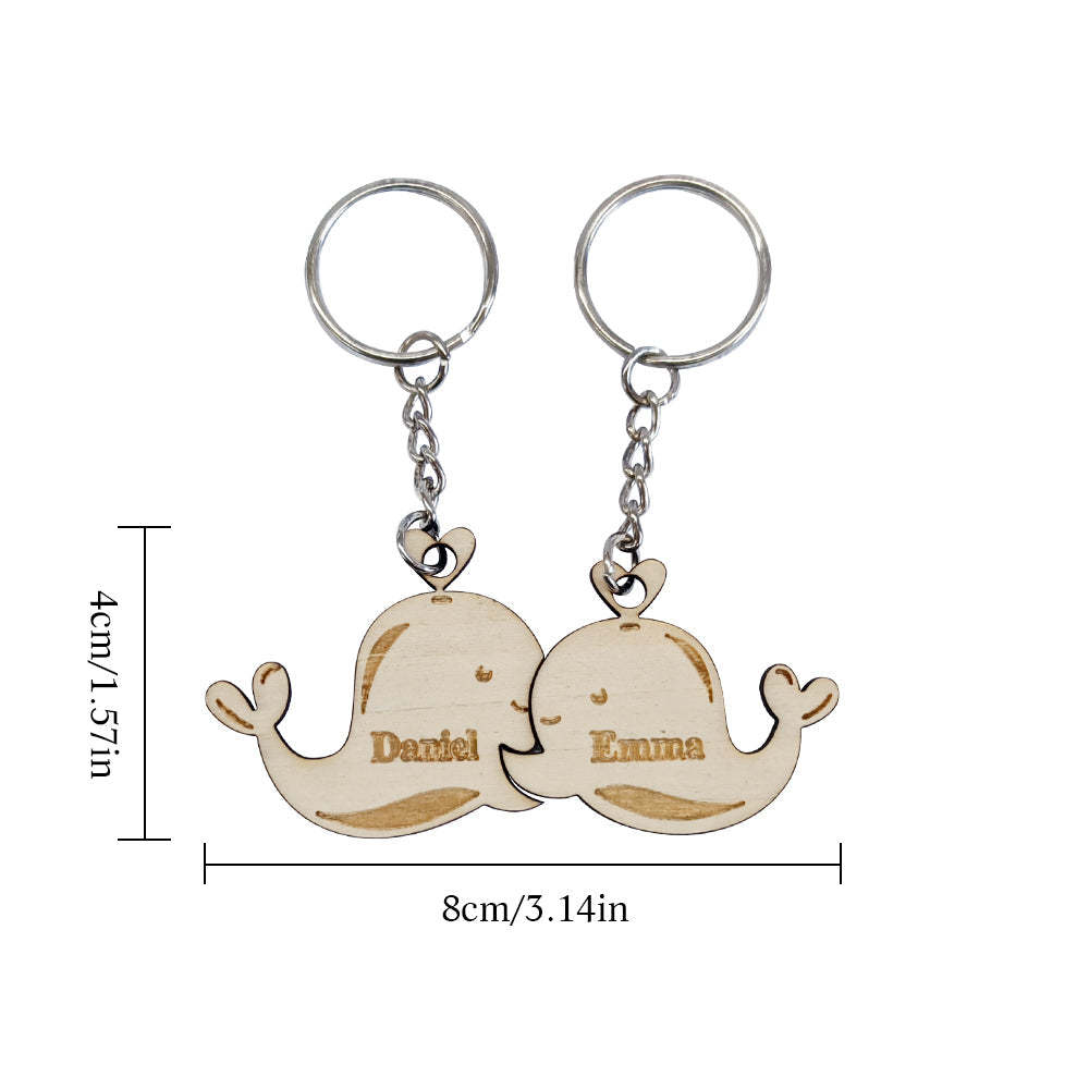 Personalized Couple Matching Keychain Custom Matching Whale Keychain Valentine's Day Gifts for Lover - PhotoKeychain