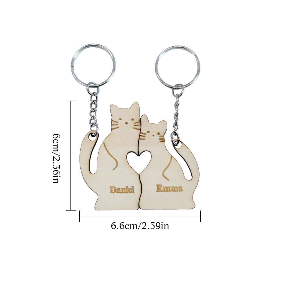 Personalized Couple Matching Keychain Custom Matching Cats Keychain Valentine's Day Gifts for Lover - PhotoKeychain