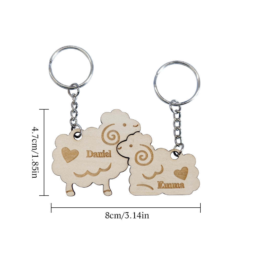 Personalized Couple Matching Keychain Custom Matching Sheeps Keychain Valentine's Day Gifts for Lover - PhotoKeychain