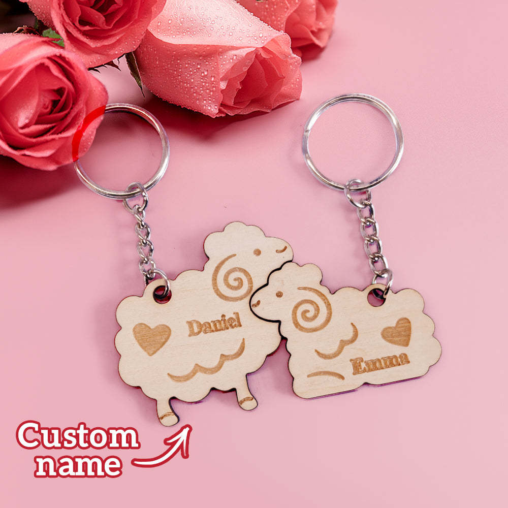 Personalized Couple Matching Keychain Custom Matching Sheeps Keychain Valentine's Day Gifts for Lover - PhotoKeychain