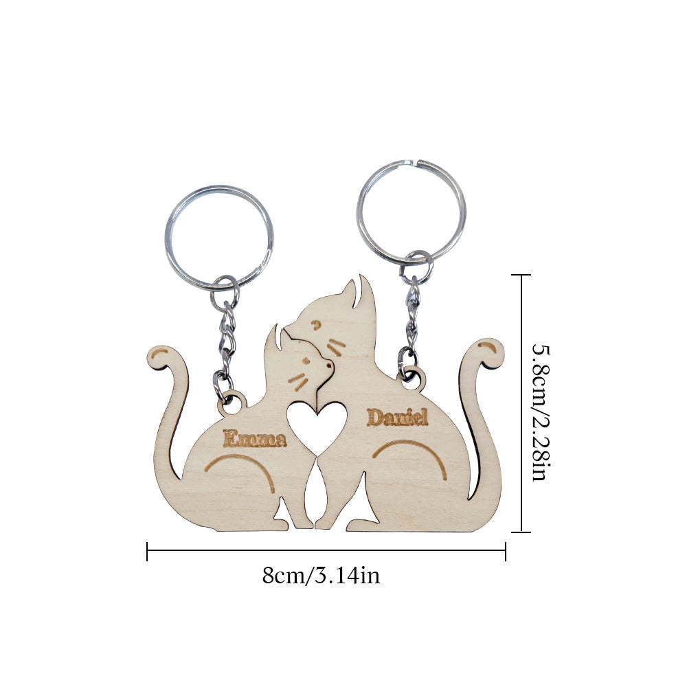 Personalized Couple Matching Keychain Custom Matching Hug Cats Keychain Valentine's Day Gifts for Lover - PhotoKeychain
