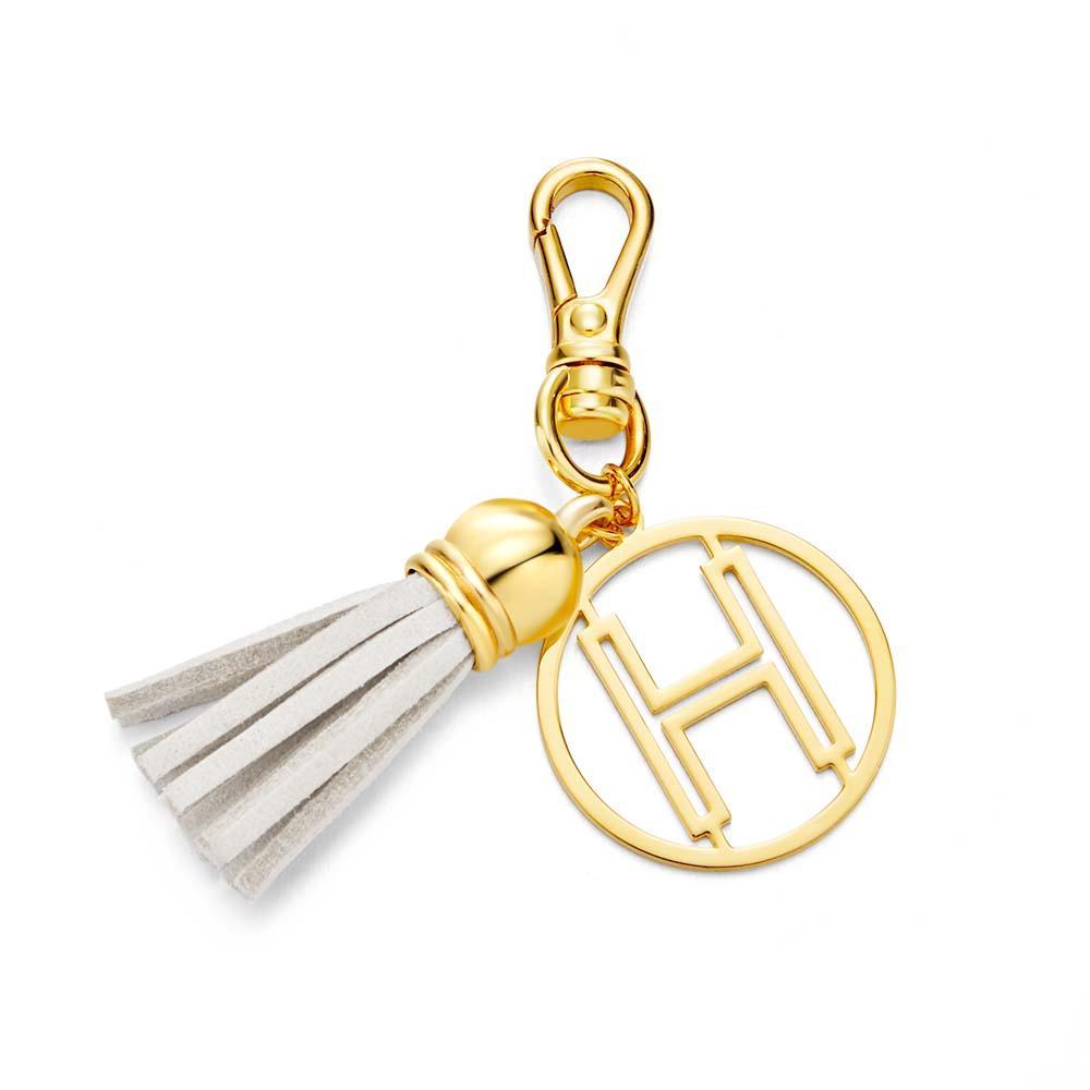 Initial Letter Tassel Keychain Personalized Monogram Keychain Gifts for Her - PhotoKeychain