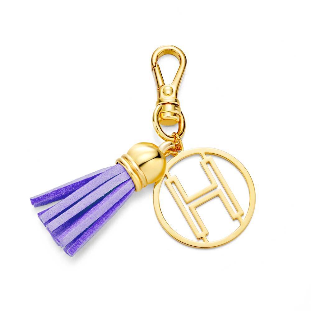 Initial Letter Tassel Keychain Personalized Monogram Keychain Gifts for Her - PhotoKeychain