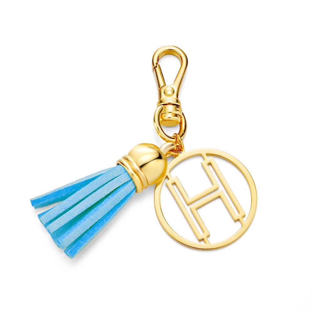 Initial Letter Tassel Keychain Personalized Monogram Keychain Gifts for Her - PhotoKeychain
