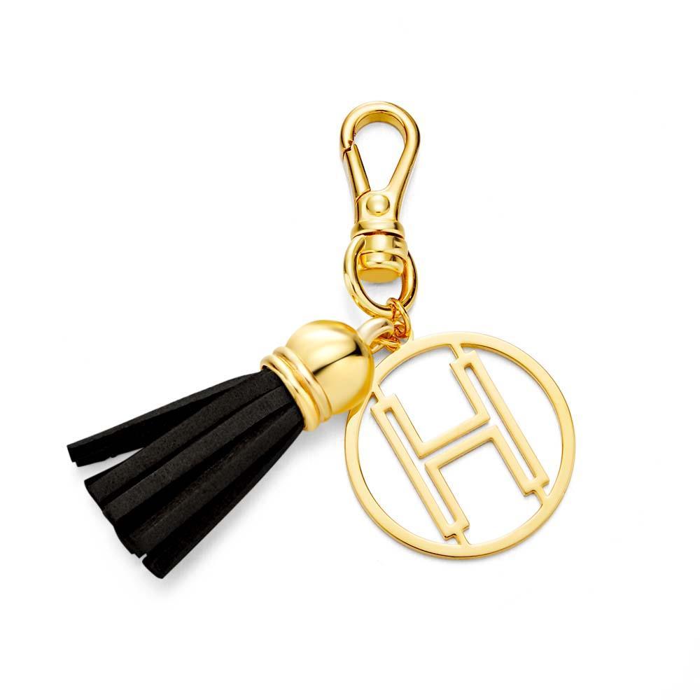 Initial Letter Tassel Keychain Personalized Monogram Keychain Gifts for Her - PhotoKeychain