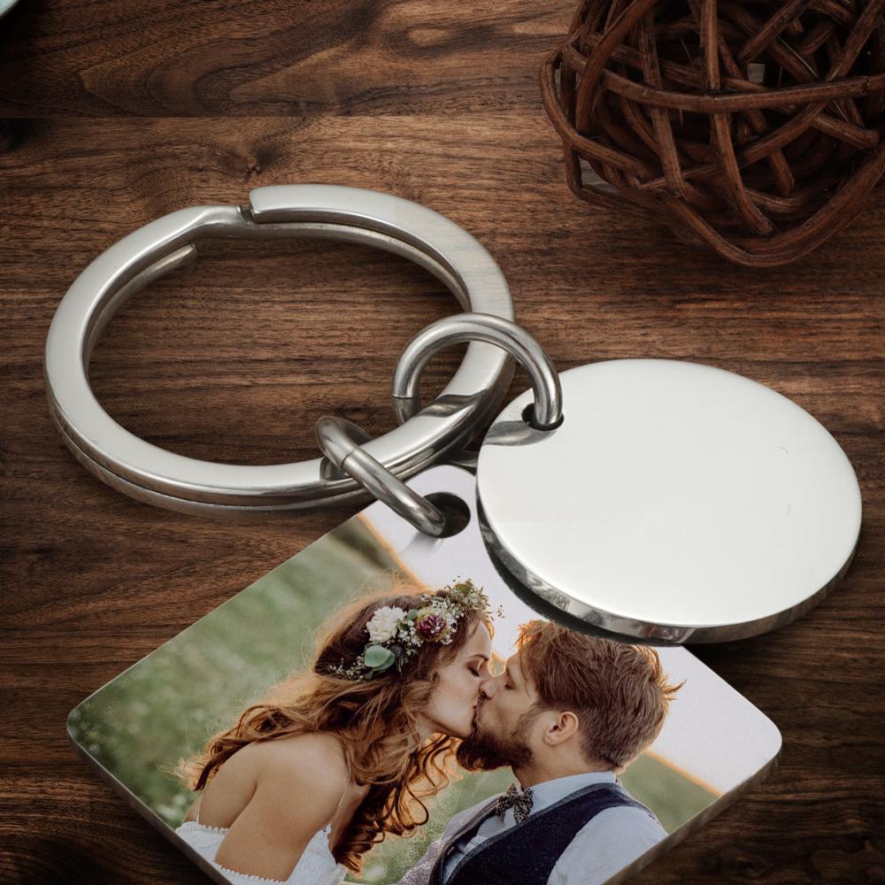 Personalized Photo Keychain Custom Photo Engraved Calendar Keyring