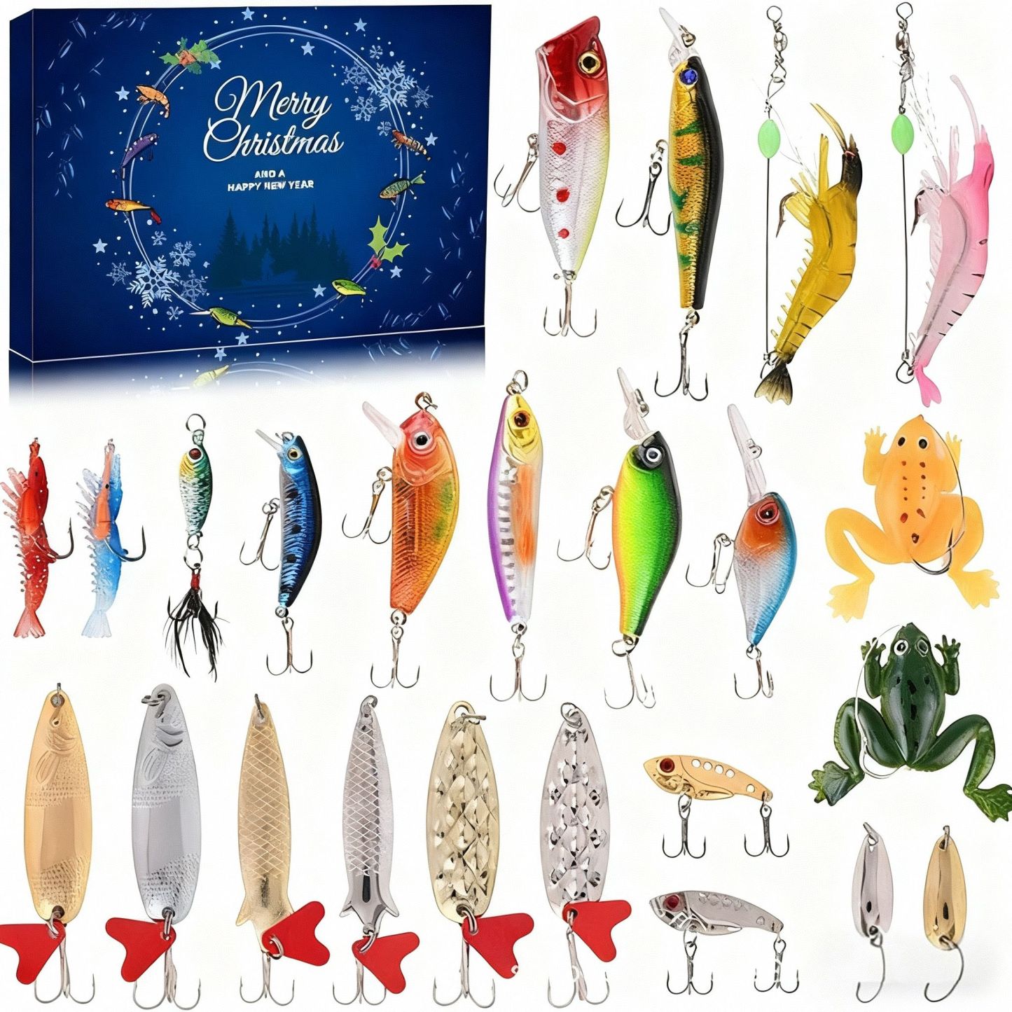 Christmas Fishing Hook Advent Calendar 24 Day Countdown Gift Box for Fishermen Surprise Fishing Gear for Men - MyPhotoKeychainUK