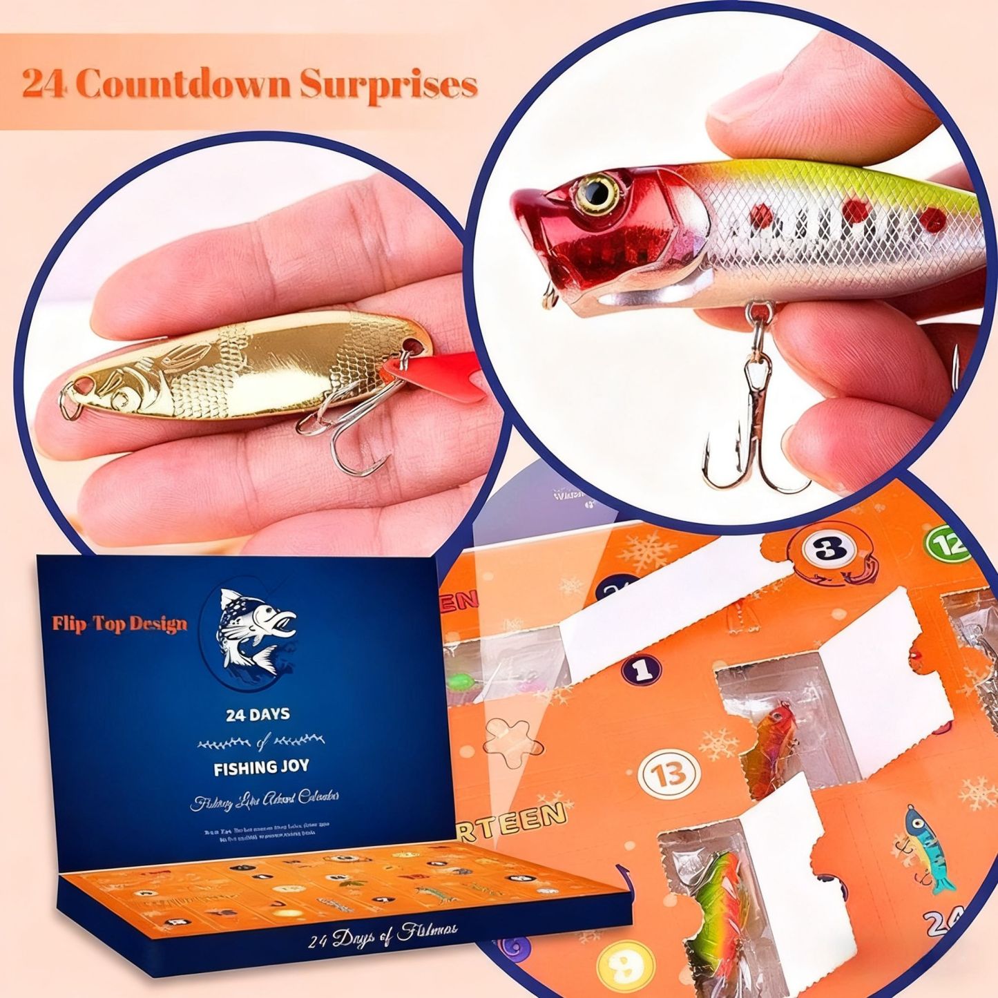Christmas Fishing Hook Advent Calendar 24 Day Countdown Gift Box for Fishermen Surprise Fishing Gear for Men - MyPhotoKeychainUK