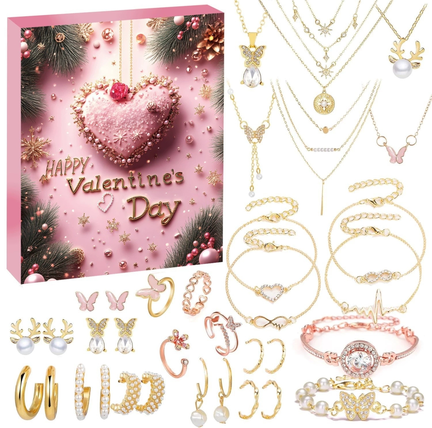 Women's Jewelry Advent Calendar Christmas, Fashion Bracelet Necklace Ring Earrings, 24 Days Countdown Holiday, Christmas Surprise Gift for Wife, Daughter, Mom, Adult Girl - MyPhotoKeychainUK