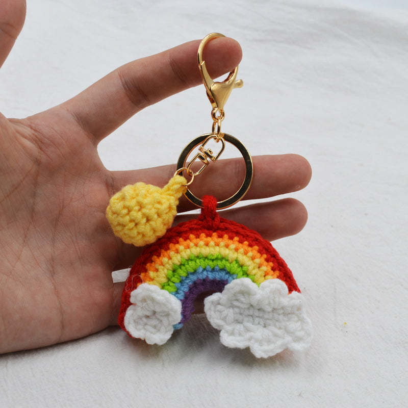 Rainbow Handmade Knitted Keychain Cute Crochet Key Pendant Bag Decoration Gifts - PhotoKeychain