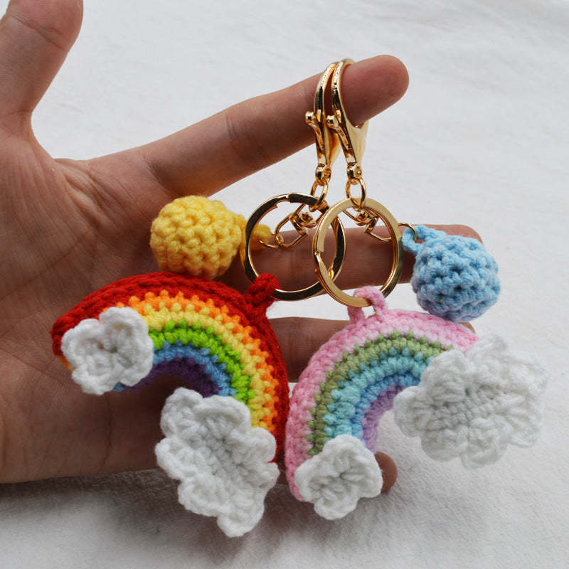 Rainbow Handmade Knitted Keychain Cute Crochet Key Pendant Bag Decoration Gifts - PhotoKeychain