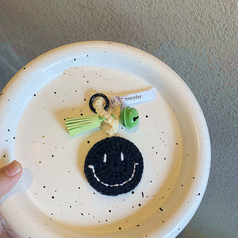 Knitted Smiley Face Keychain Creative Handmade Crochet Keychain Gift for Women - PhotoKeychain