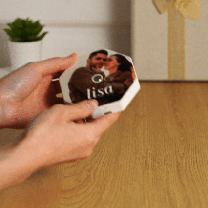 Custom Mini Rotating Night Light with Smart Touch Lighting Custom Photos and Name Christmas Gift - MyPhotoKeychainUK