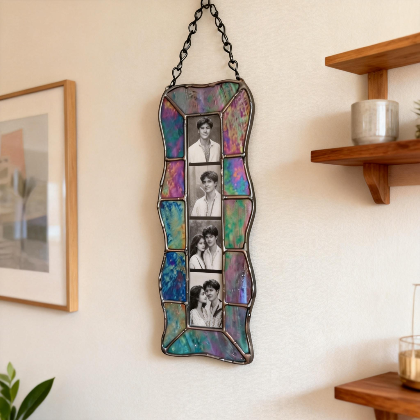 Custom Photo Frame Stained Glass Photobooth Ornament Personalized Art Picture Frame Home Decor Ornament - MyPhotoKeychainUK