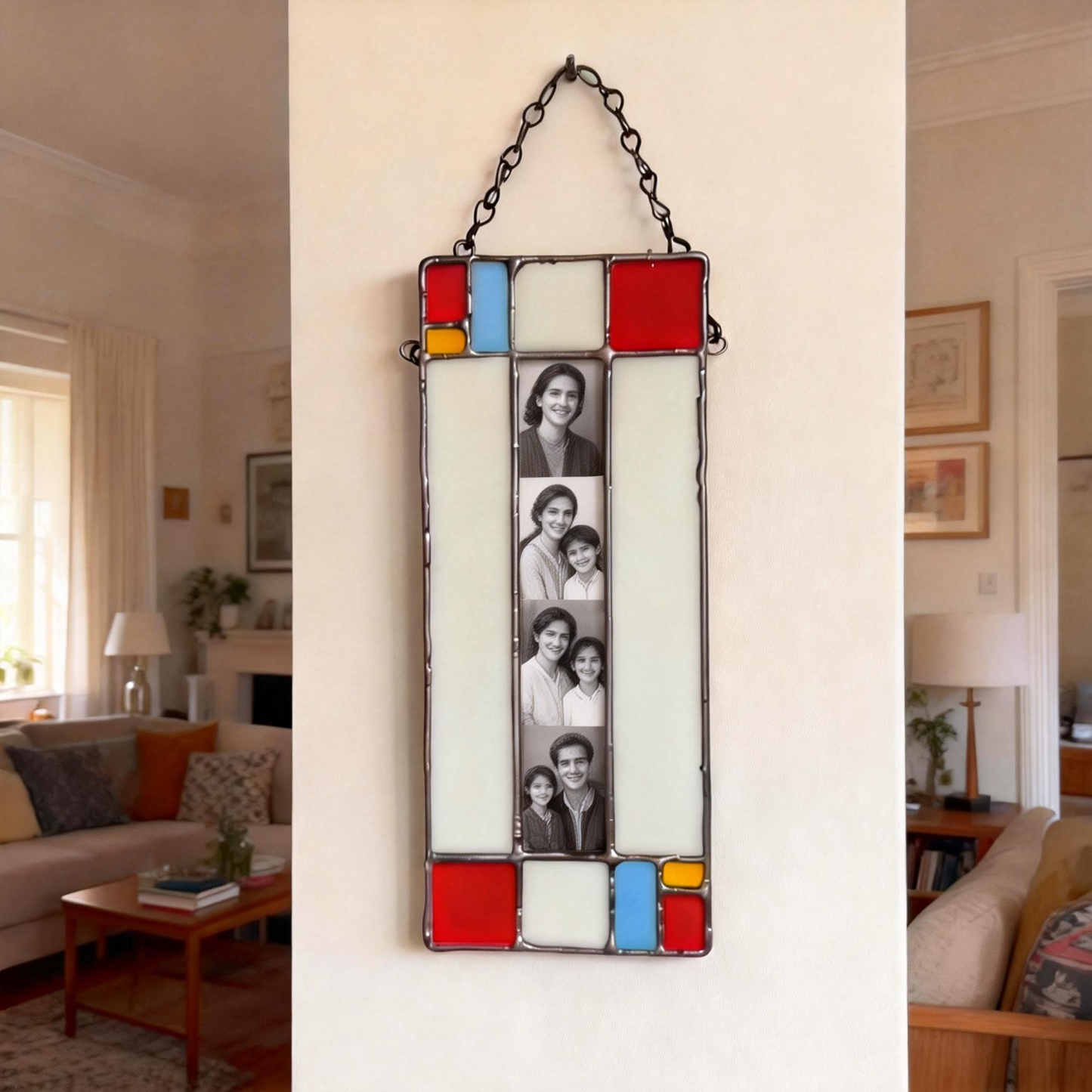 Custom Photo Frame Stained Glass Photobooth Ornament Personalized Art Picture Frame Home Decor Ornament - MyPhotoKeychainUK