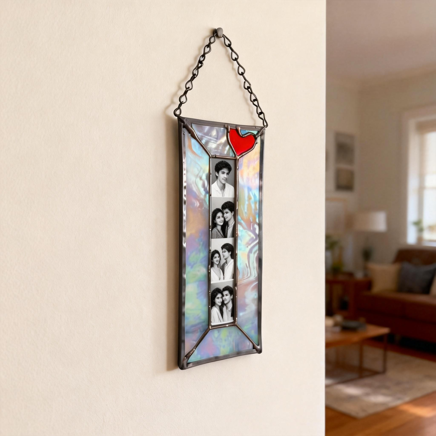 Custom Photo Frame Stained Glass Photobooth Ornament Personalized Art Picture Frame Home Decor Ornament - MyPhotoKeychainUK