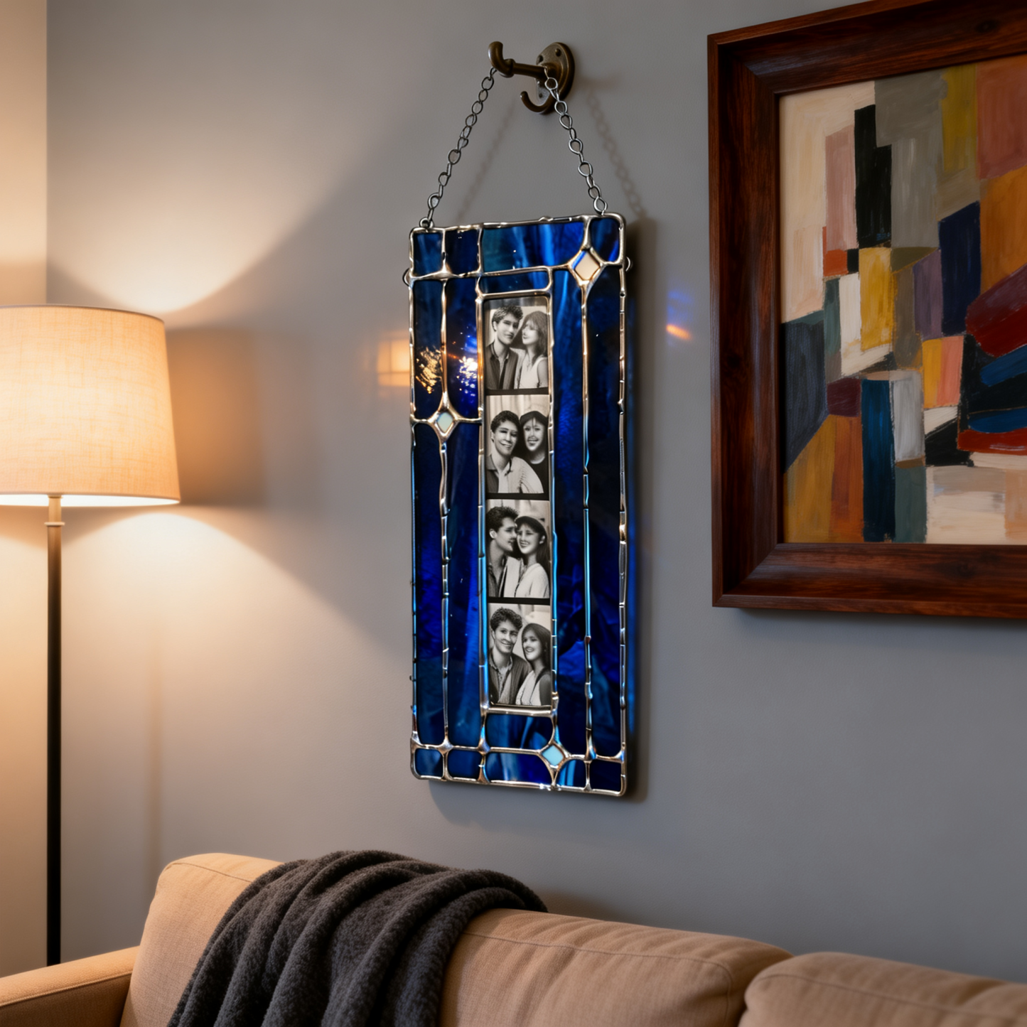 Custom Photo Frame Stained Glass Photobooth Ornament Personalized Art Picture Frame Home Decor Ornament - MyPhotoKeychainUK