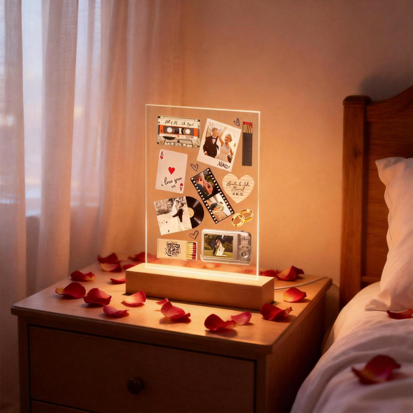 Custom Night Light Matchbox Poster Personalized Photo and Text Valentine's Gift - MyPhotoKeychainUK