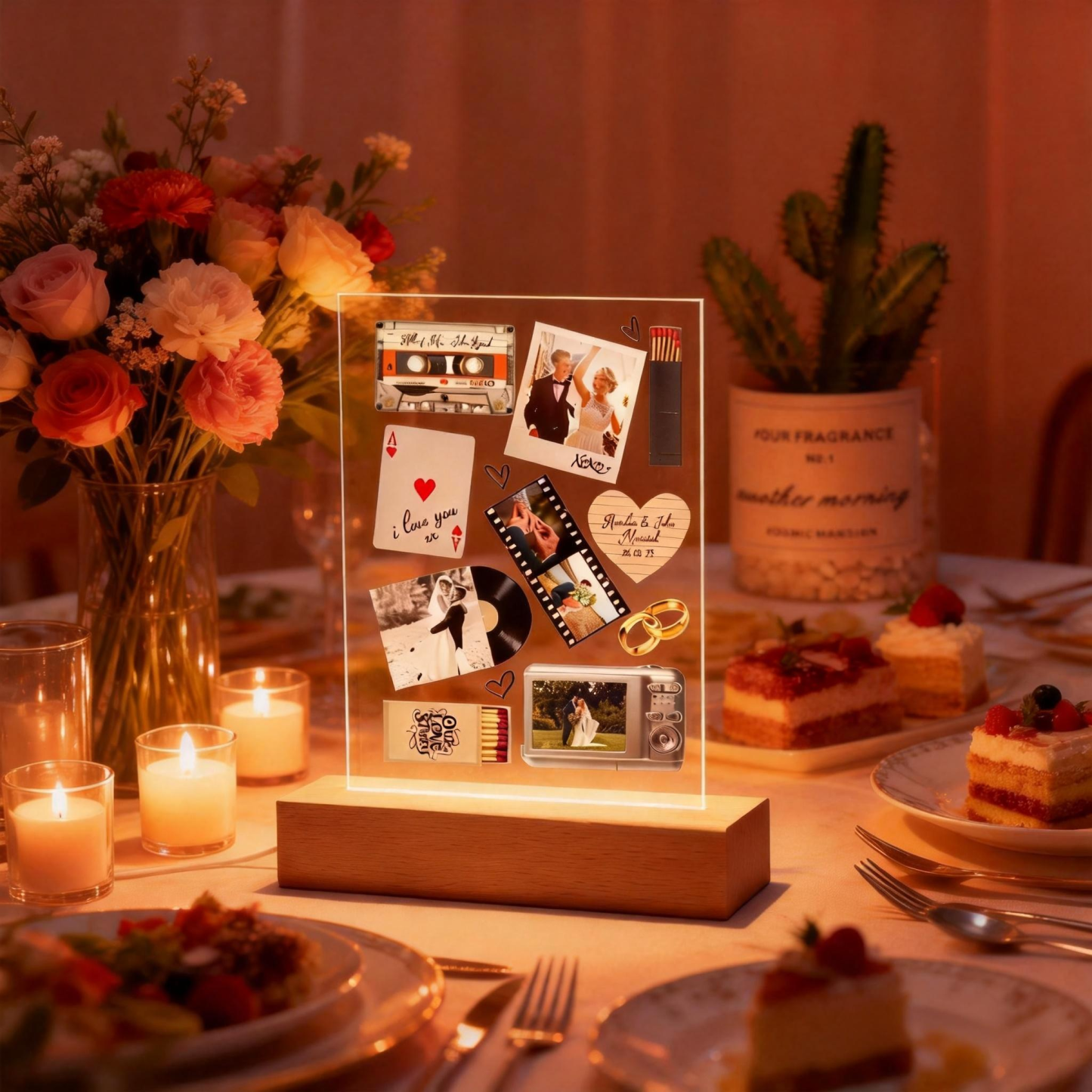 Custom Night Light Matchbox Poster Personalized Photo and Text Valentine's Gift - MyPhotoKeychainUK