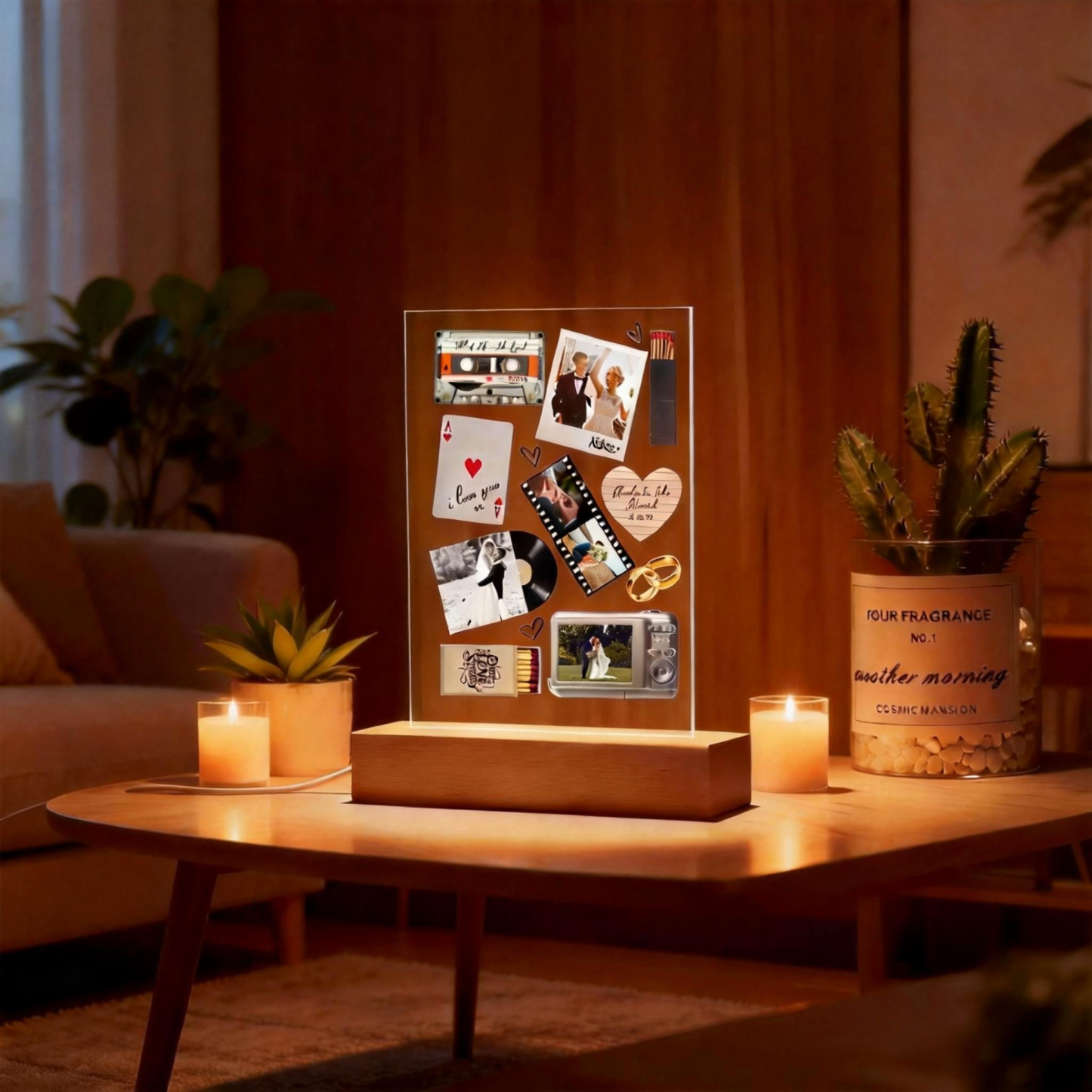 Custom Night Light Matchbox Poster Personalized Photo and Text Valentine's Gift - MyPhotoKeychainUK