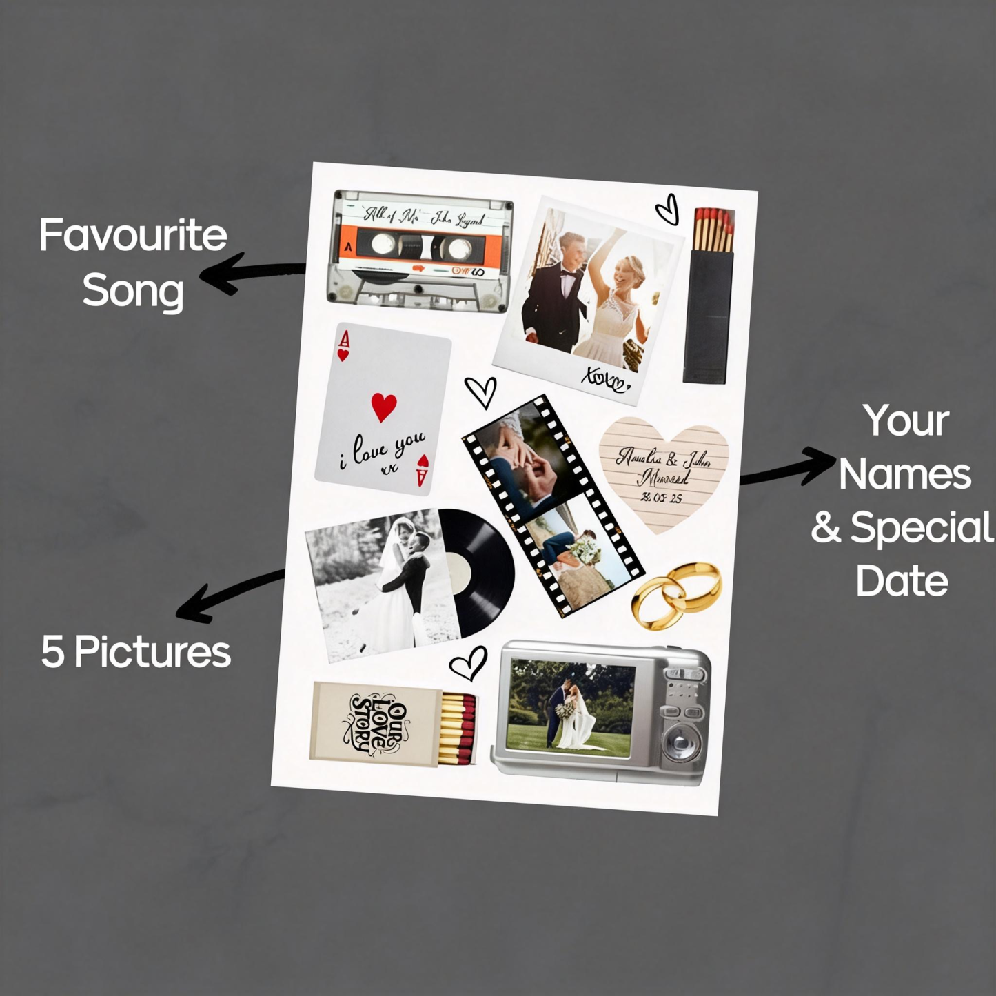 Custom Night Light Matchbox Poster Personalized Photo and Text Valentine's Gift - MyPhotoKeychainUK