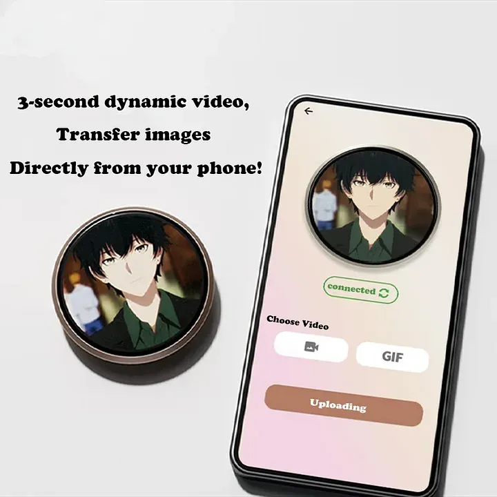 Smart Digital Display Badge with GIF/Photo Sync | Interactive Customizable Pin for Fans & Creators - MyPhotoKeychainUK