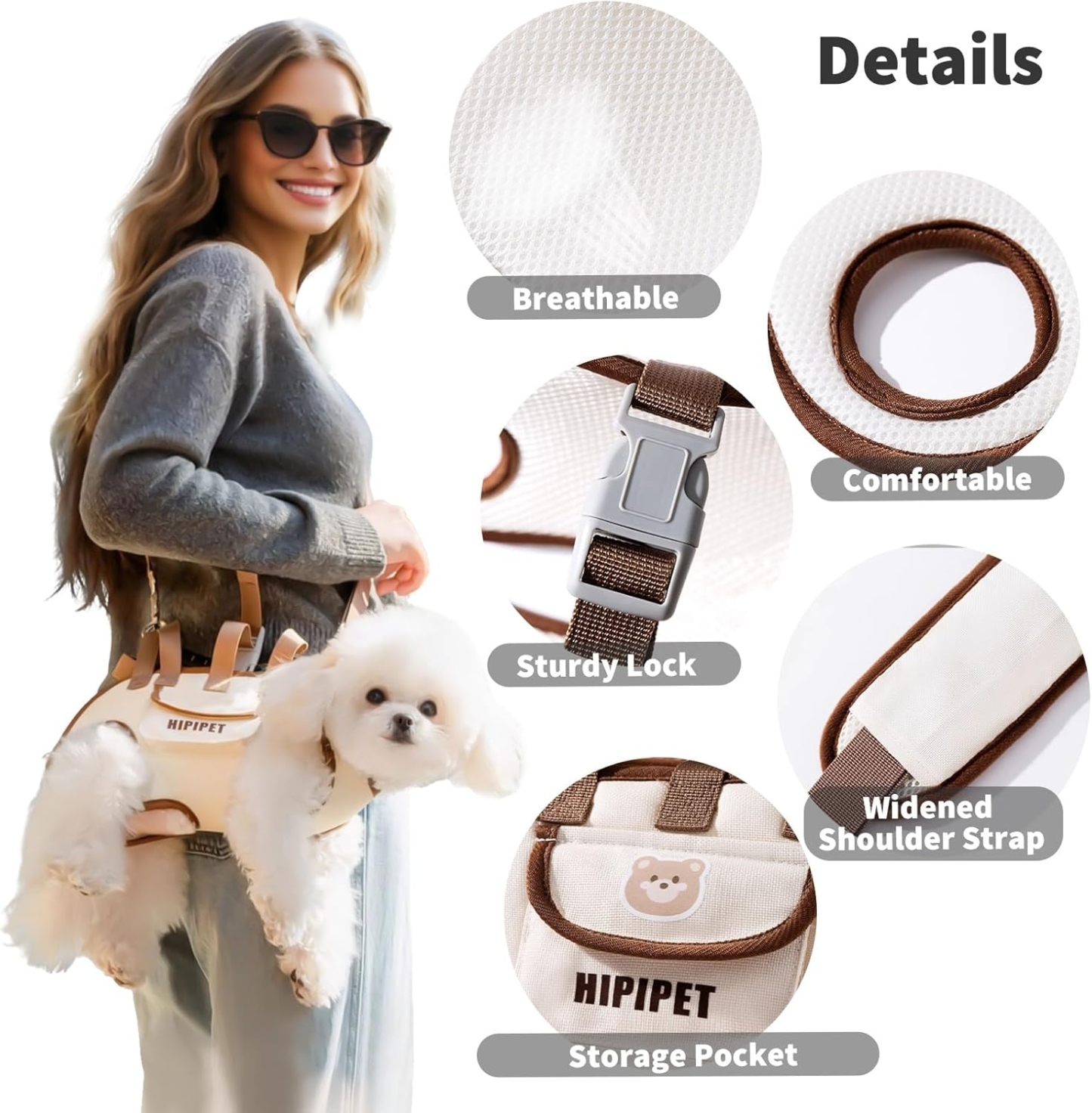 Pet Carrier for Small Dogs Adjustable Shoulder Handbag Pet Traction Pack Portable Breathable Crossbody Backpack - MyPhotoKeychainUK
