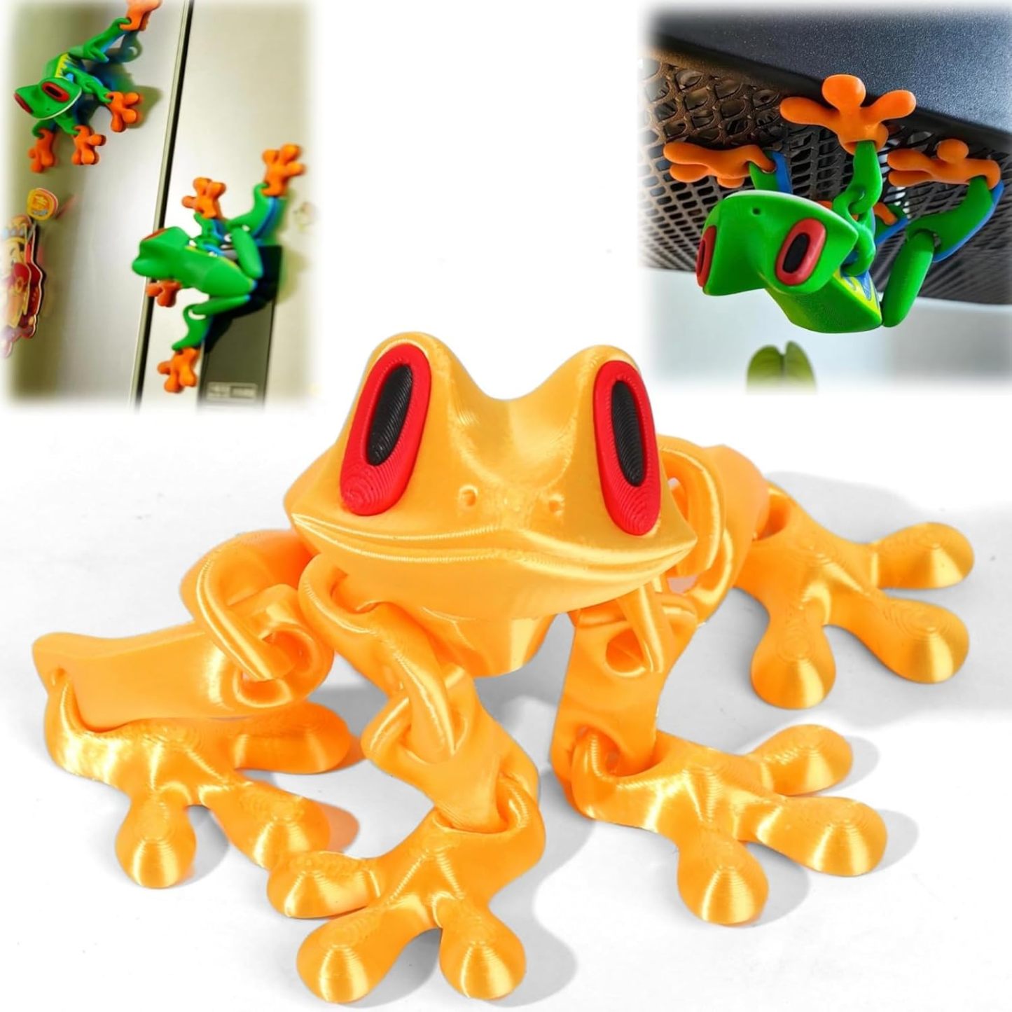 3D Printed Magnetic Frog Refrigerator Magnet Adorable Articulated Frog Decor for Home or Office - MyPhotoKeychainUK