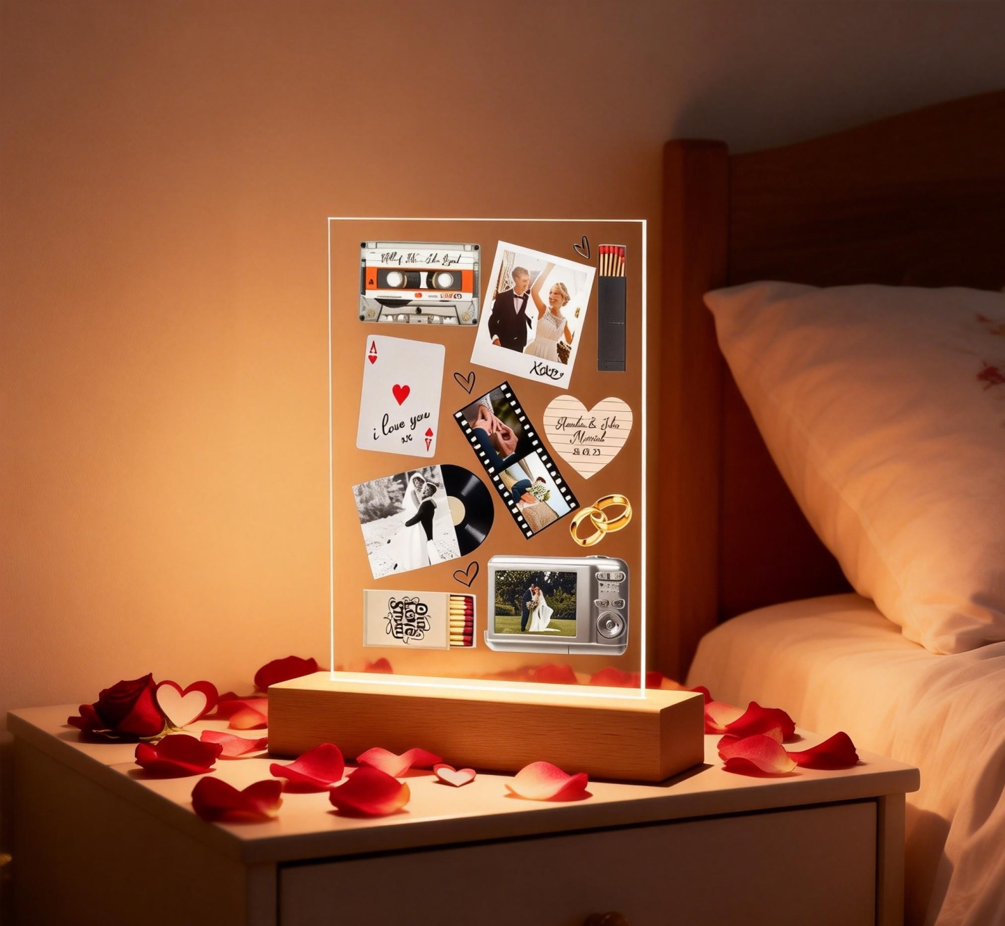 Custom Night Light Matchbox Poster Personalized Photo and Text Valentine's Gift - MyPhotoKeychainUK