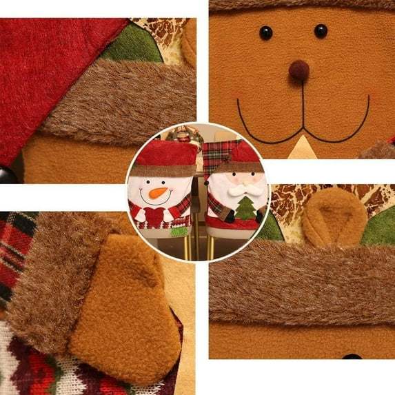 Christmas Chair Covers Christmas Themed Back Covers Plush Washable Chair Slipcovers - MyPhotoKeychainUK
