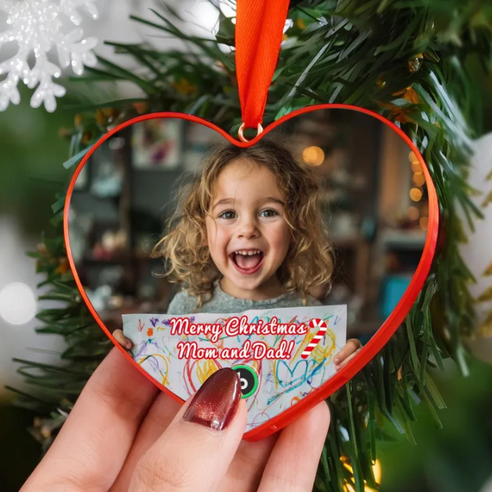 Custom Christmas Fridge Magnet with Heart-Shaped Custom Photo Custom Text Christmas Gift - MyPhotoKeychainUK