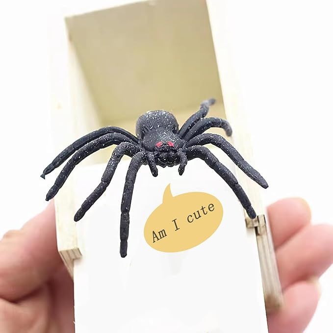 Rubber Spider Trick Box Handmade Wooden Trick Surprise Box Spider Hidden in One Box Trick Toys for Adults and Children Pranks for Adults Stuff - MyPhotoKeychainUK