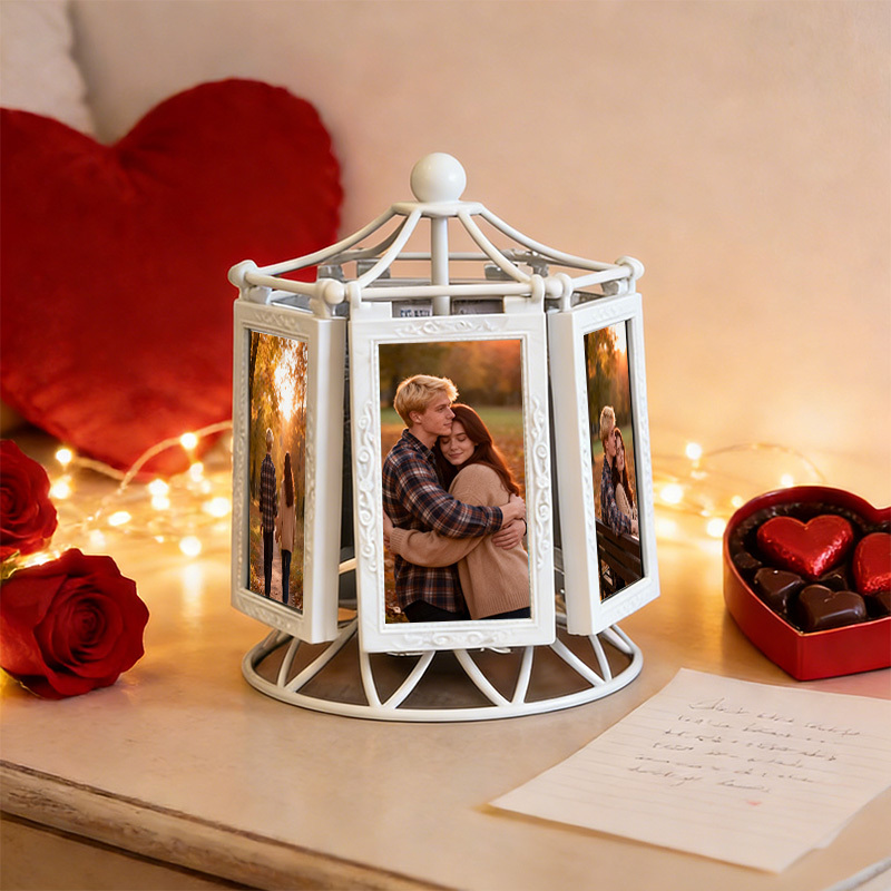 Custom Photo Vintage Carousel Relief Photo Frame Plays Soft Music Valentine's Day Gift - MyPhotoKeychainUK
