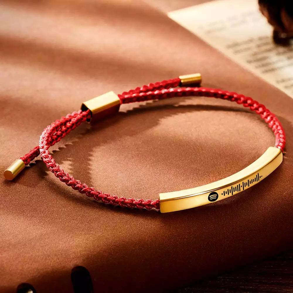 Custom Spotify Music Label Bracelet Personalized Scannable Music Song Bracelet Gift for Her - customphotokeychain