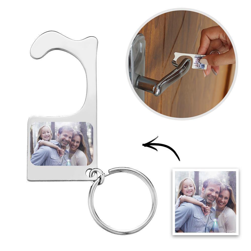 Custom Contactless Door Opener/Button Pusher Photo Keyring Gift for Him - myphotokeyringau