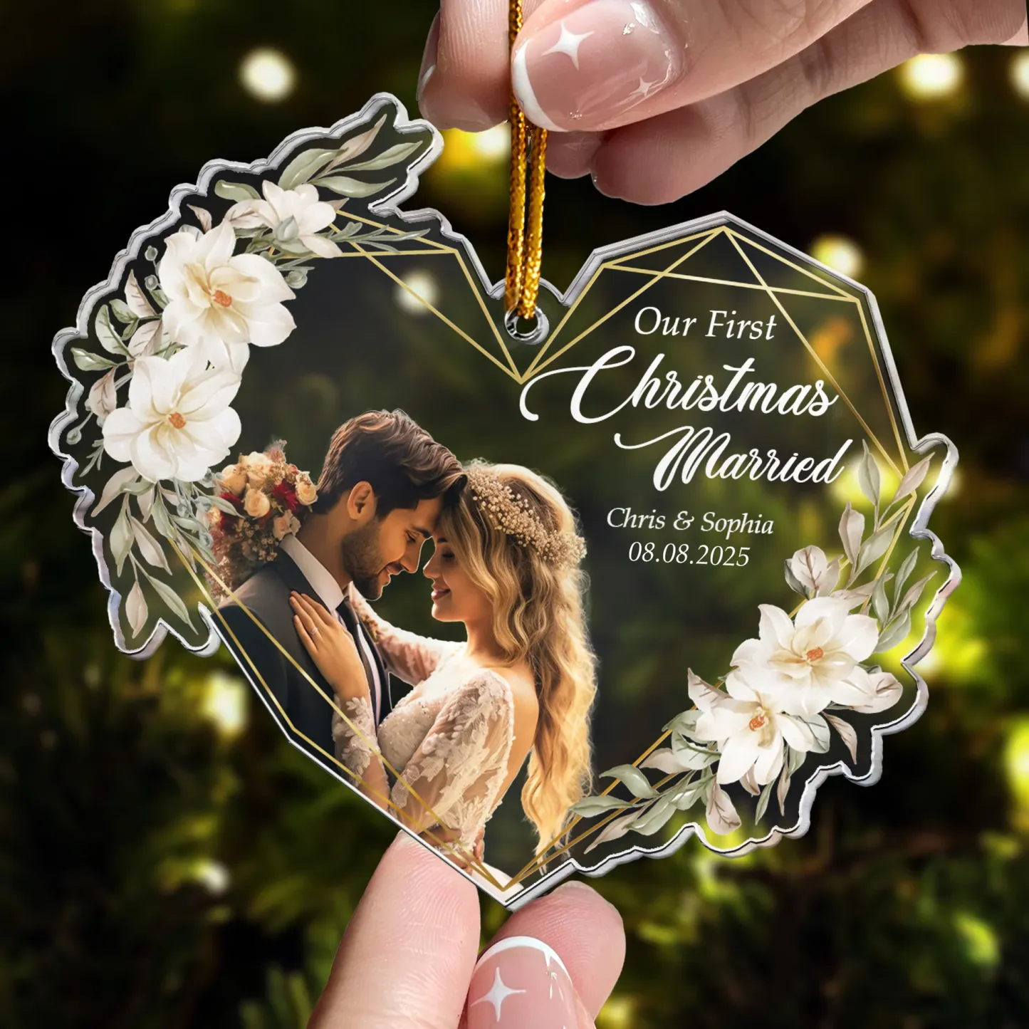 Personalized Acrylic Photo Ornament, Our First Christmas Together, Best Christmas Gift for Lover, Husband, Wife, Family - CustomPhotoKeychainAU